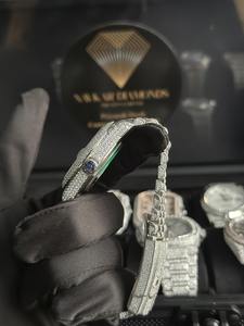 Montre mécanique en acier inoxydable avec cristaux de glace Hip Hop, 100 % testée au diamètre, en or brillant de luxe, avec moissanite carrée VVS - Product Image 5