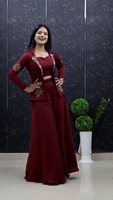 Traje Tradicional Indio de Tres Piezas Sharara Gharara Salwar Kameez con Bordado, Corte Ajustado, Protección Solar, para Fiestas
