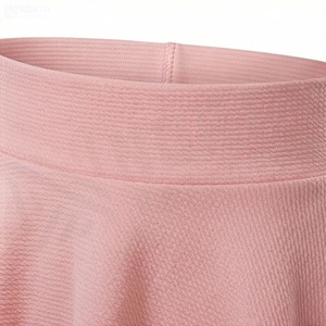 Jupe courte trapèze pour femme, couleur unie, taille élastique, plissée, tricotée, en spandex et polyester, style décontracté, toutes saisons, rose - Product Image 4