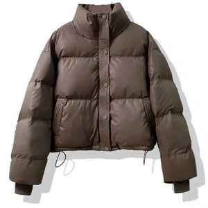 Women's <b>Cropped</b> <b>Puffer</b> <b>Jacket</b> Stand Collar Winter Warm Quilted Bubble Coat Lightweight Zip Up Casual Fashion Outerwear White - Product Image 3