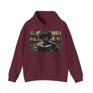Sweat-shirt à capuche beige pour homme avec imprimé graphique de lecteur sur étagère, en coton French Terry, style décontracté automne, coupe classique - Product Image 6