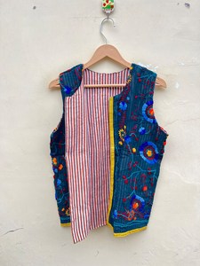 Indian Handmade 100% Cotton Eco-Friendly <b>Quilted</b> Breathable Anti-Wrinkle Reversible Quick Dry Autumn Winter Boho Jacket - Product Image 3