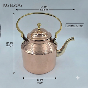 Bouilloire en cuivre pur martelé, fait main, avec poignée et bec en laiton, pour la cuisson de l'eau, service du thé, décoration de cuisine et de la maison - Product Image 5