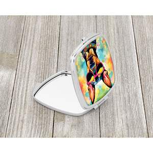 Doberman Pinscher Hippie Dawg miroir de maquillage de poche pliant compact Portable cadeau de voyage décoratif pour femmes et filles - Product Image 2