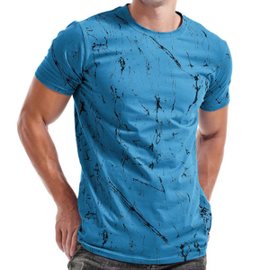 T-shirt en polyester personnalisé à impression intégrale pour homme, séchage rapide, motif marbré, streetwear, gym, fitness, vêtements décontractés - Product Image 1