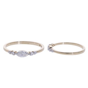 Anillo de Oro Sólido de 14K con Diamante Cultivado en Laboratorio de Corte Marquesa y Piedras Laterales Redondas, Chapado en Rodio, Diseño Minimalista y Elegante para Mujer - Product Image 2