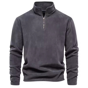 Sweat-shirt à col zippé pour homme, en polaire sherpa, chaud pour l'hiver - 100% coton, moelleux, épais, lourd, services OEM personnalisables - Product Image 6