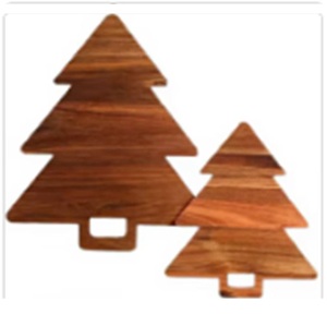 Eco-Friendly Acacia Wood Christmas Tree Design Chopping Block Dishwasher <b>Safe</b> for Kitchen Holiday Decorative Use - Product Image 3