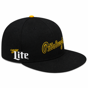 Casquette Snapback Miller Lite Pittsburgh 6 panneaux en coton noir avec logo brodé unisexe, style décontracté - Product Image 1