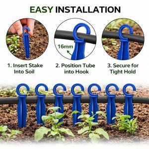 16mm Lateral Hold stakes 16 OD UV-Stabilized Drip Irrigation <b>Hook</b>–Blue Plastic 'C' <b>Clip</b> Stake for Pipe Support Heavy quality - Product Image 5