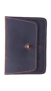 Classic Genuine Leather Unisex Vintage Card <b>Wallet</b> with Button Closure Polyester Lining Multi-Function - Product Image 4