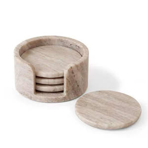 Pure <b>Marble</b> Luxe Premium White <b>Marble</b> <b>Coasters</b> Set Irregular Engraved Handmade Eco-Friendly Drink <b>Coaster</b> for Coffee Table Home - Product Image 1