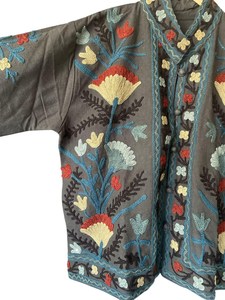 Women's Eco-Friendly Breathable 100% Cotton Anti-Wrinkle Quick-Dry Quilted <b>Kantha</b> Sanganeri Jaipuri Autumn Winter O-Neck <b>Jacket</b> - Product Image 2