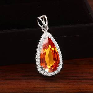 Sapphire Pear Charm Pendant 925 Sterling Silver Engagement Pendant Proposal Gift Jewelry For Women - Product Image 3