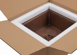 Évier de cuisine élégant en cuivre fait main, simple bac, rectangulaire, finition mate rustique, installation sur plan. - Product Image 6