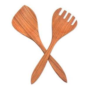 Juego de tenedores y cucharas para ensalada con mango largo, juego de utensilios para servir ensalada de madera de acacia, cucharas para servir, cuchara de cocina - Product Image 5