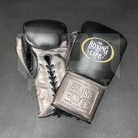 No Boxing No Life Guantes de Boxeo Profesionales de Cuero Vacuno de Primera Calidad con Cordones, Protección Completa para los Dedos, Acolchado Grueso de 4 Capas, Transpirables