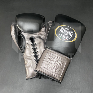 No Boxing No Life Guantes de Boxeo Profesionales de Cuero Vacuno de Primera Calidad con Cordones, Acolchado Grueso de 4 Capas, Transpirables y que Absorben la Humedad - Product Image 1