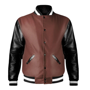 OEM Manufacturer's High Quality Customizable Plus Size Varsity Jacket <b>Men</b> Winter Bomber Chenille Embroidery Leather Sleeves - Product Image 4