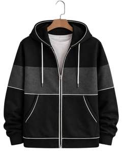 Sudadera con capucha personalizada para hombre, negra y gris carbón, con cremallera, de algodón y forro polar, estilo casual urbano, chaqueta de invierno, fabricante personalizado - Product Image 1