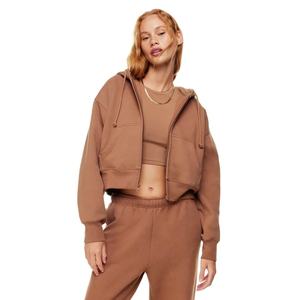 Sudadera Corta con Capucha y Cierre de Cremallera para Mujer, 100% Algodón, Secado Rápido, Diseño Color Block, Moda Urbana - Product Image 1