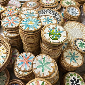 Posavasos Decorativo Hecho a Mano con Mosaico de Conchas de Nácar para Decoración de Hogares Costeros y Resorts - Product Image 6