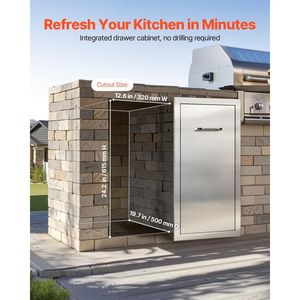 Soluzione di Stoccaggio per Cucina Esterna, Cassetti Multiuso in Acciaio Inox 13.54"W X 19.61"D X 25.79"H con Cassetto Interno per Rifiuti - Product Image 5