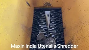 Broyeur de métaux semi-automatique pour déchets d'ustensiles, broyeur de métaux à double arbre pour déchets métalliques - Product Image 4