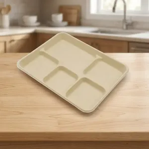 Superior Quality 5 Inch Square <b>Pulp</b> Moulded Disposable Lightweight Water Resistant Food Tray Biodegradable Eco Friendly Party - Product Image 6