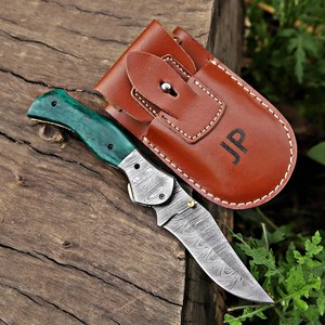 Couteau pliant artisanal en acier Damas, couteau de poche à verrouillage Liner Lock, couteau de chasse extérieur, couteau EDC, fournisseur en gros OEM ODM - Product Image 1