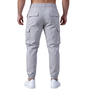 Men's Light Blue <b>Cargo</b> <b>Pants</b> <b>Elastic</b> <b>Waist</b> Multiple Pockets Casual Breathable Oxford Fabric Jogger Style Spring Wear - Product Image 6