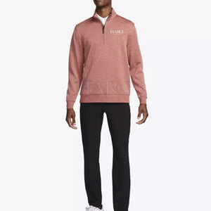 Polo de golf personalizado con cremallera de un cuarto para hombre, tejido básico de algodón mezclado con acabado suave, estilo deportivo. - Product Image 4