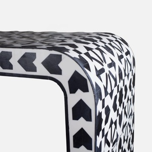 Mesa con Incrustaciones de Hueso de ILAHI, Diseño Moderno con Detalles de Ágata, Almacenamiento Portátil, Muebles para el Hogar - Product Image 1