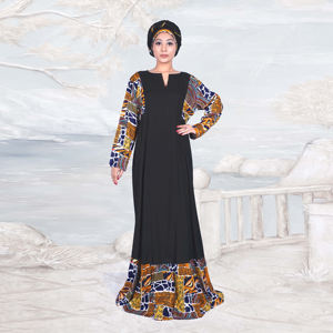 Vestido Maxi de Rayón con Paneles en Contraste, Moda Musulmana Modesta, Manga Larga, Elegante, Estilo Dubái, Kaftán, Atuendo Diario para Eid - Product Image 2