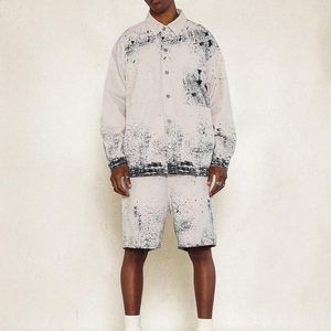 Ensemble short en jean de qualité supérieure pour hommes, short cargo en jean, impression de logo personnalisé, ensemble short en jean à taille élastique tendance - Product Image 2