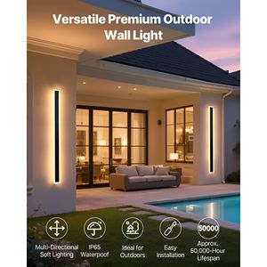 Set di 2 Applique da Esterno Moderne da 39,4 Pollici, Illuminazione Bianca Calda 3000K, Impermeabili IP65 - Product Image 2