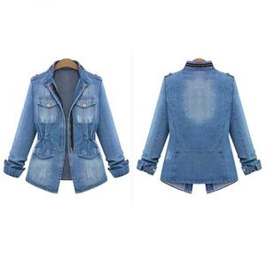 Newest Style Jean Jackets Long Sleeve Women's Denim Jacket Women's Custom Cotton Jean Jackets OEM Plated Chest Pockets - Product Image 3