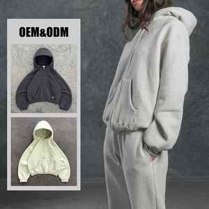 Sweat à capuche vintage en molleton 100 % coton de haute qualité pour homme, coupe oversize, avec fermeture éclair, respirant – Vente en gros fabricant - Product Image 2
