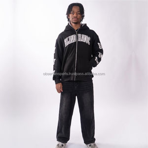 Ensemble de survêtement en coton épais à rayures, coupe vintage surdimensionnée, impression sérigraphique, capuche, streetwear, coupe personnalisée - Product Image 6