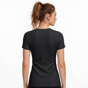 Camiseta Deportiva ZT para Mujer, Cuello Redondo, Manga Corta, para Yoga, Sin Costuras, Ecológica, de Secado Rápido, Transpirable, Spandex/Nailon, a la Moda - Product Image 2