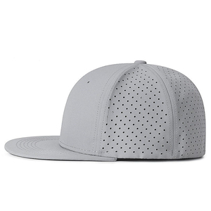 Gray 6-Panel Snapback <b>Cap</b> With Mesh Eyelets Adjustable Fit Unisex Casual Hat Spring Summer Breathable Polyester Baseball <b>Cap</b> - Product Image 3
