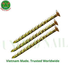 1-3/8 Inch Custom Size Yellow Plated Steel Ring Shank Type <b>Nails</b> From Vietnam | Clavos sueltos con recubrimiento amarillo - Product Image 1