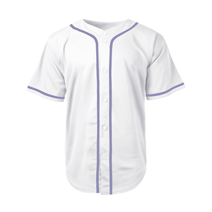 Camiseta de Béisbol Blanca con Ribete Azul, Manga Corta, Cierre de Botones, Unisex, Ropa Deportiva para Adultos, Corte Regular, Material de Poliéster - Product Image 4
