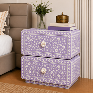 Custom Decorative Resin Bone Inlay Nightstand With Drawers & <b>Shelf</b> Moroccan Cabinet <b>Bedside</b> End Table Luxury Interior Furniture - Product Image 2