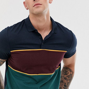 Men's Color Blocked Shirt Short Sleeve Oxford Woven Casual Style Button Down Green <b>Navy</b> Burgundy - Product Image 3