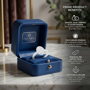 แหวนแต่งงานเพชรชุดอิลลูชั่นธรรมชาติ ทองคำขาว 10K สี GH ความใส I | แหวนหมั้นทรงวงรีสำหรับผู้หญิง เครื่องประดับชั้นดี - Product Image 3