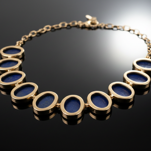 Elegante Collar Ovalado de Lapislázuli Natural, Plata de Ley 925, Chapado en Oro de 18K, 16 Pulgadas, Collar de Piedras Preciosas para Mujer, Regalo para Ella - Product Image 2