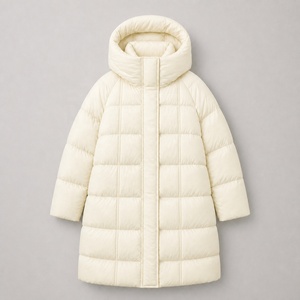 Manteau long matelassé pour femme avec capuche, en duvet et rembourrage polyester, chaud, pour l'hiver - Product Image 6