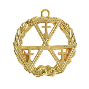 Médaille de collier maçonnique de haute qualité plaquée or, Grand Prévôt des Templiers - Product Image 1