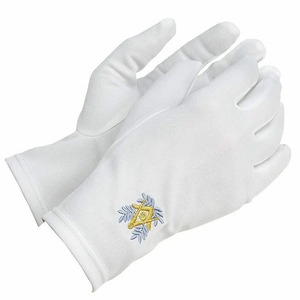Guantes de cuero blancos con parche de águila hasta la muñeca, colores personalizados, guantes de algodón, estilo liso y duradero - Product Image 3